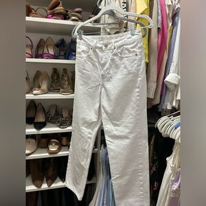 Zara “high waisted TRF mom fit” white jeans, 28